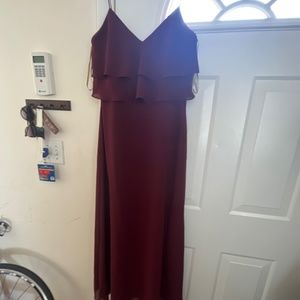 Jenny Yoo long a line dress, burgundy